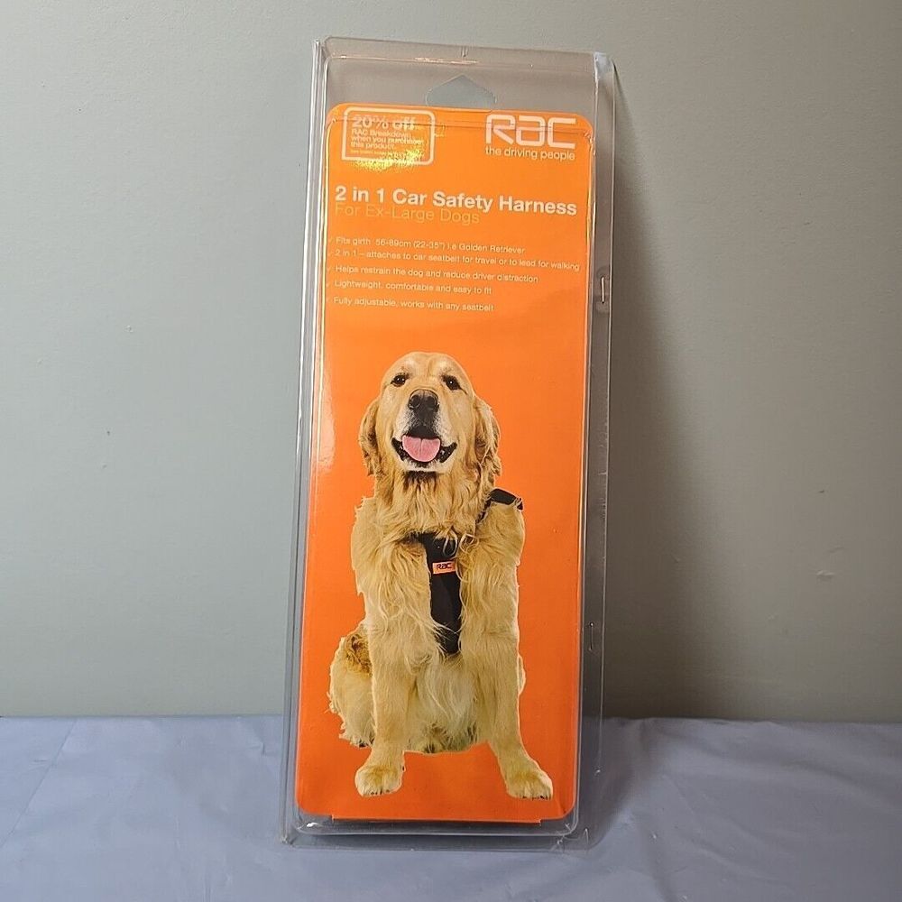 Dog Harness RAC 2-IN-1 Car Safety Harness For XL Extra‎ Large DOGS 22-35" Girth